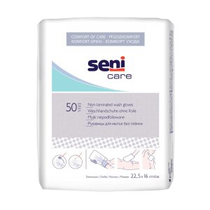 Seni Care wash gloves unwrapped a 50 pieces
