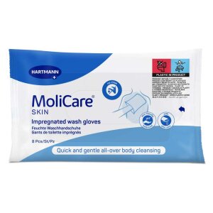MoliCare Skin Washing Glove, 8 pcs