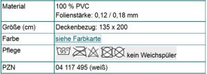 Suprima 3622 Bettwäsche PVC Deckenbezug - alle Farben